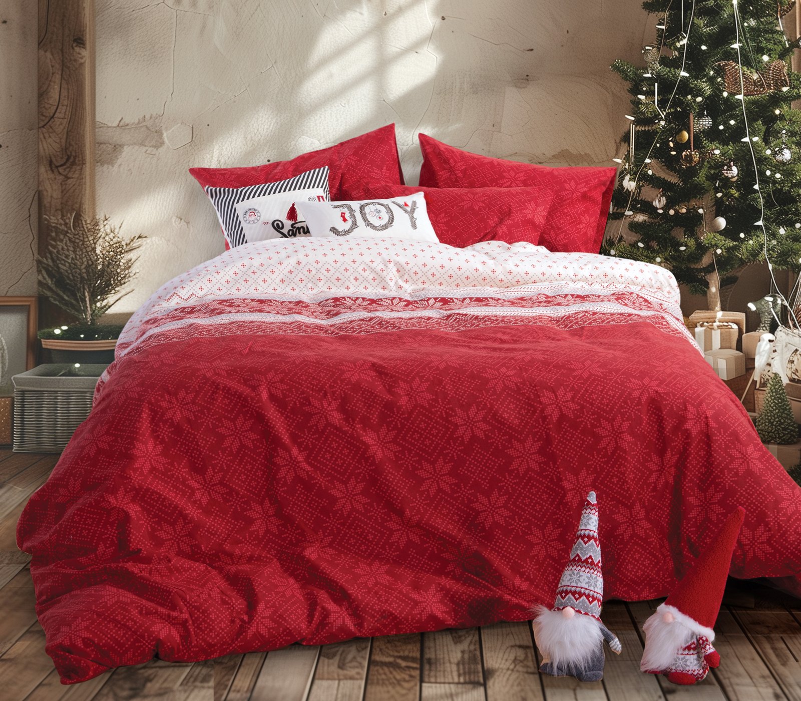 036191-1 Σετ Παπλωματοθήκη Φανελένια Μονή 160×230 Nef Nef Holy Joly Red - Image 1