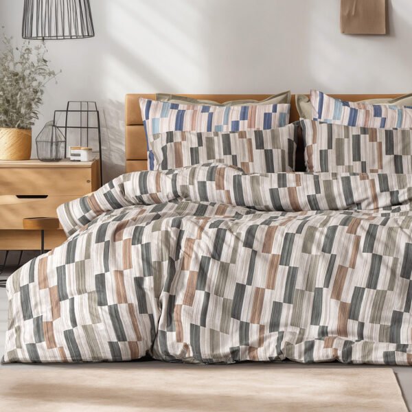 Σετ σεντόνια φανελένια King Size με λάστιχο Pinot Art 12632 185x200+32 Μπεζ,Πράσινο       Beauty Home