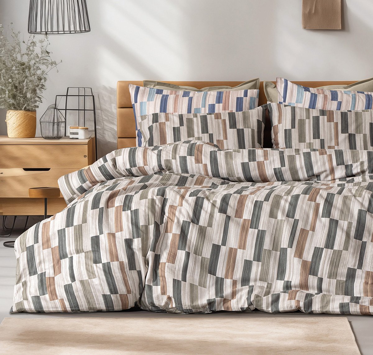 12632 Σετ σεντόνια φανελένια King Size Pinot Art 12632 270x260 Μπεζ,Πράσινο Beauty Home - Image 1