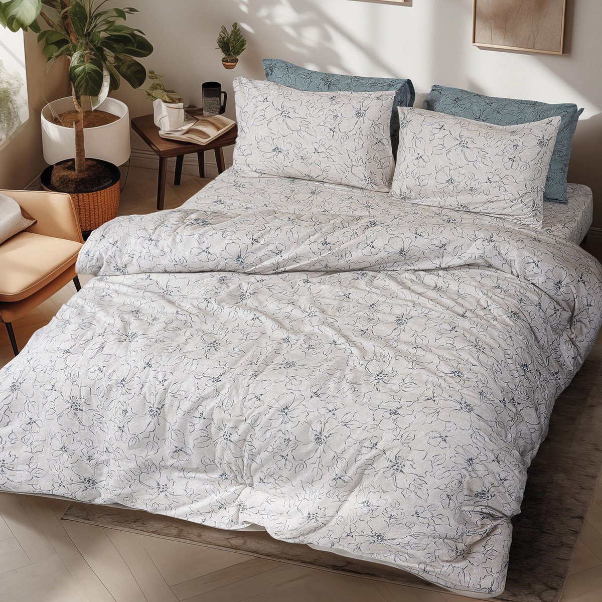 12637 Σετ σεντόνια φανελένια υπέρδιπλα με λάστιχο Cinsault Art 12637 170x200+32 Μπεζ Beauty Home - Image 1