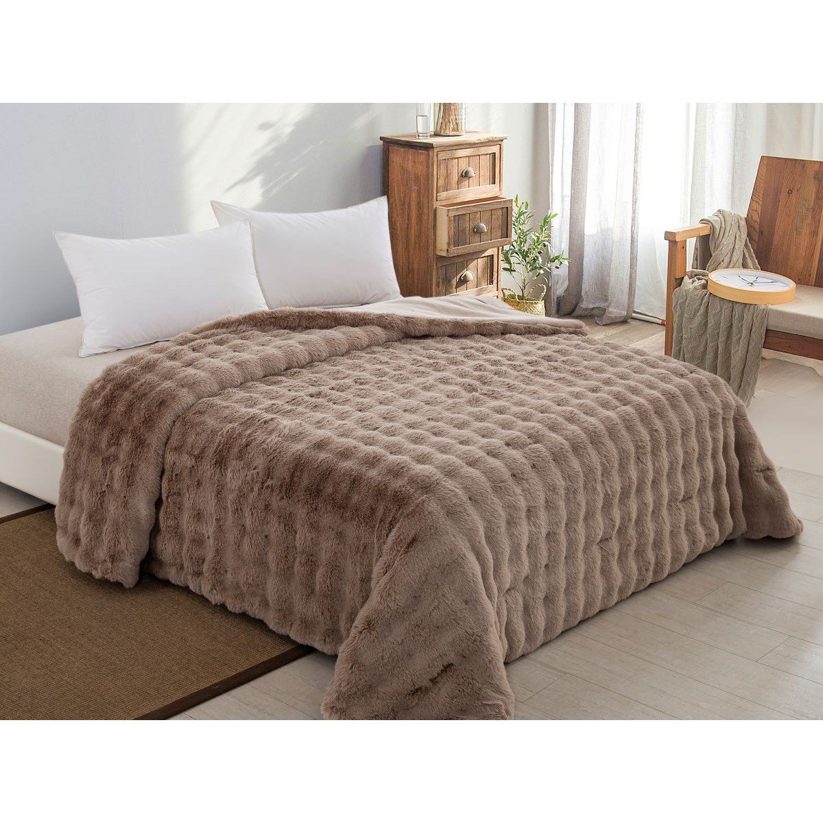 FUR_TAUPE_1200-1200x1200 ΚΟΥΒΕΡΤΟΠΑΠΛΩΜΑ ΓΟΥΝΑ/FLANNEL ΥΠΕΡΔΙΠΛΟ 220X240 ADAM HOME (900) TAUPE - Image 1