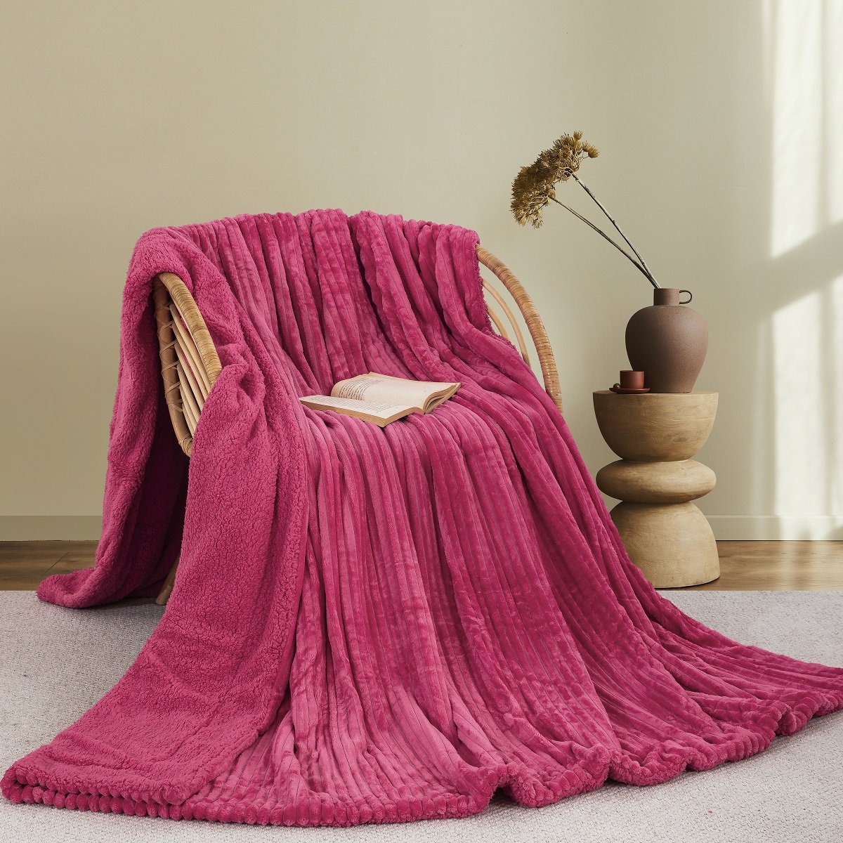 FUSCHIA_SHERPA-1200x1200 ΚΟΥΒΕΡΤΑ FLEECE/SHERPA 220X240 ADAM HOME (400) FUCSHIA(21) - Image 1