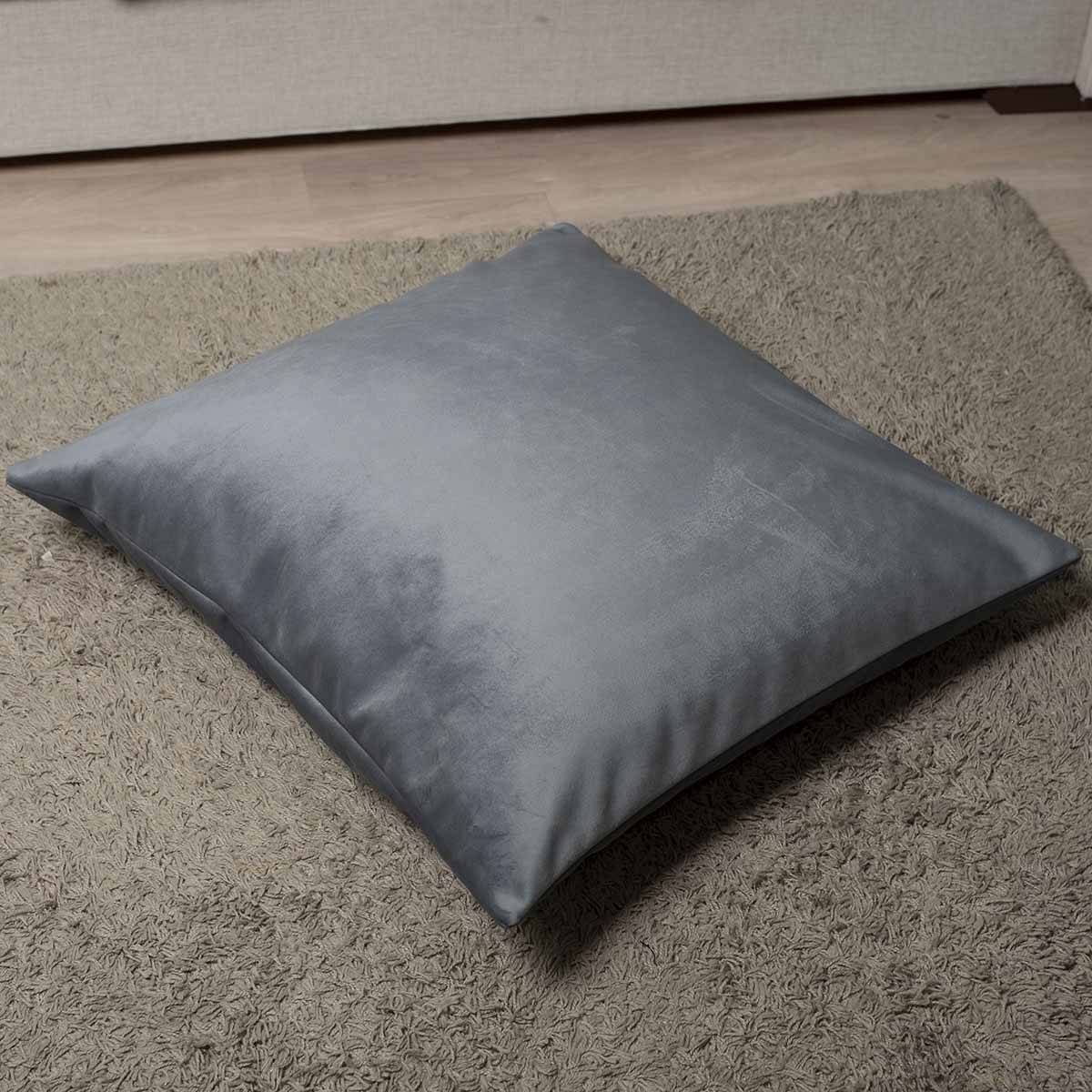 Max-7070-Leo-gkri Διακοσμητική μαξιλαροθήκη Βελούδο 70x70 Cotone | Leo Γκρι - Image 1