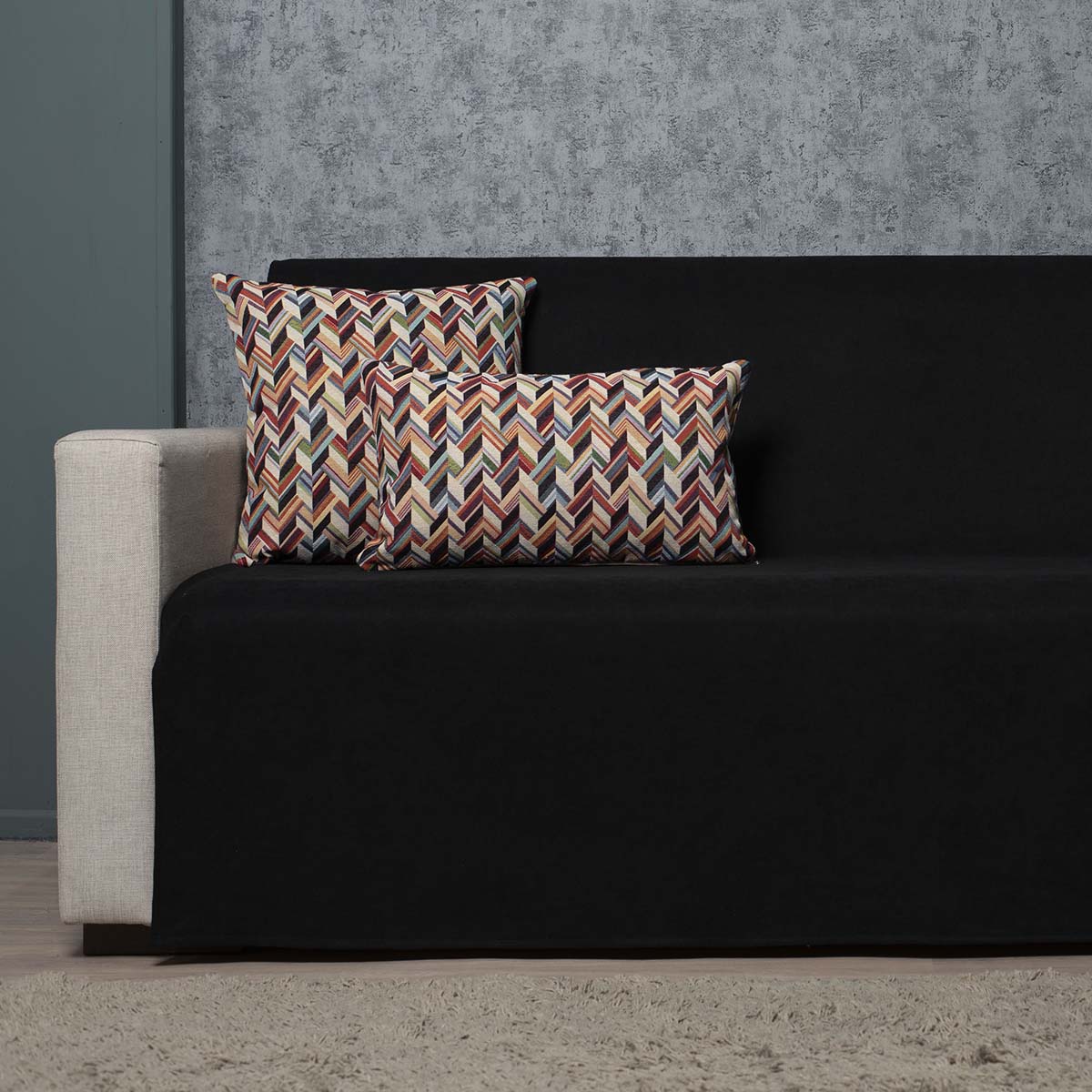 Rixtari-Solo-mavro Ριχτάρι Τετραθέσιου 170x340 Cotone | Cozy Μαύρο - Image 1