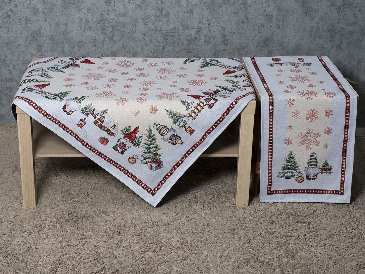 Set-kare-seme-Lilly Χριστουγεννιάτικο Σετ καρέ-τραβέρσα Cotone | Lilly - Image 1