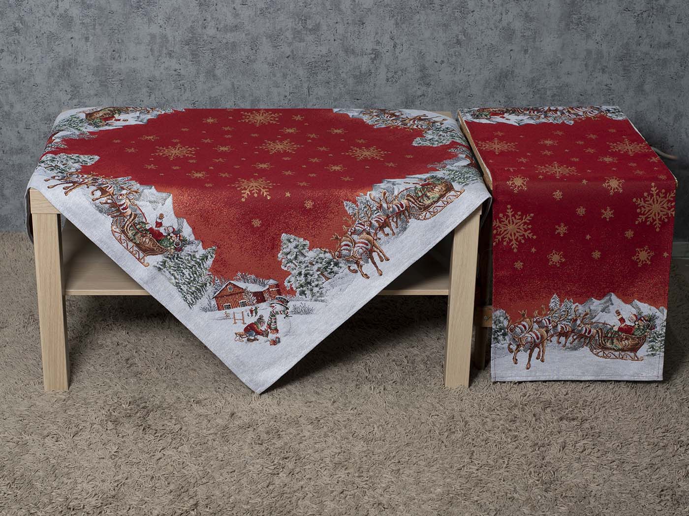 Set-kare-seme-Villaggio Χριστουγεννιάτικο Σετ καρέ-τραβέρσα Cotone | Villagio - Image 1