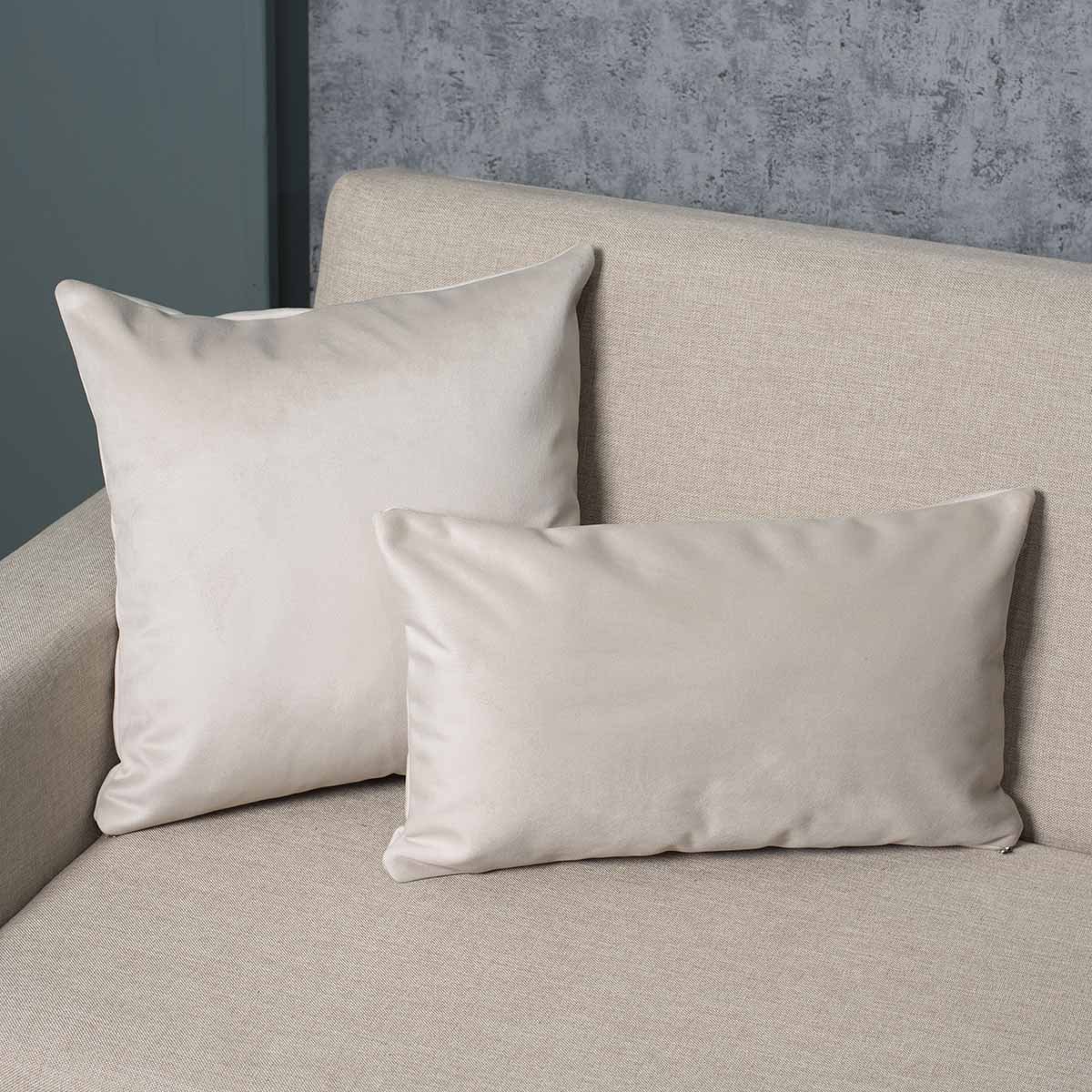 maxilari-leo-ekrou Διακοσμητική μαξιλαροθήκη Βελούδο 30x50 Cotone | Leo Ιβουάρ - Image 1