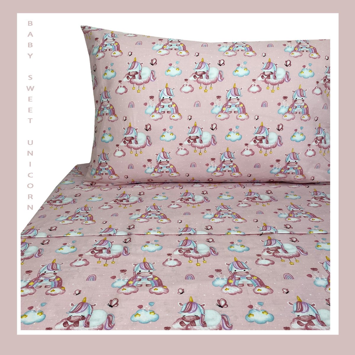 BABY-SWEET-UNICORN Παιδικά Σετ Σεντόνια Μονά 170x260 Baby Sweet Unicorn Astron Italy - Image 1