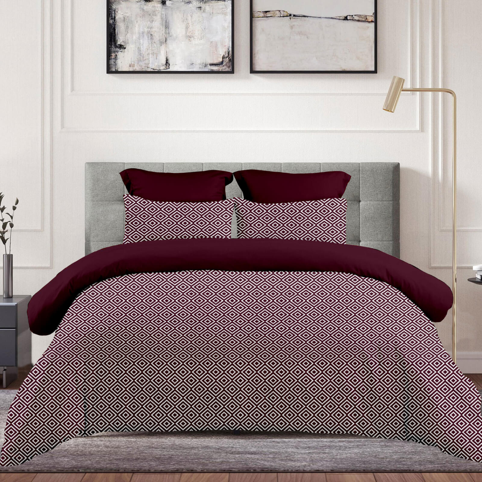 Boho-Red-Wine Σεντόνι Με Λάστιχο (160x200+30) Boho Red Wine Astron Italy - Image 1