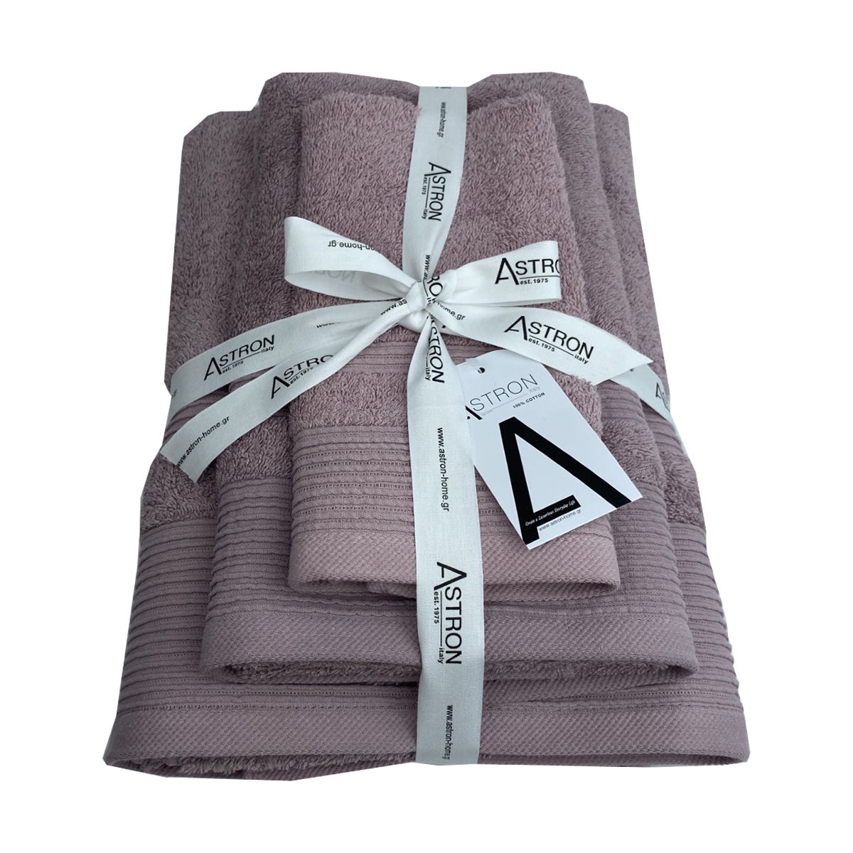 ΖΕΦΥΡ-3-1 Πετσέτες σετ 3τμχ Dusty Rose Astron Italy - Image 1