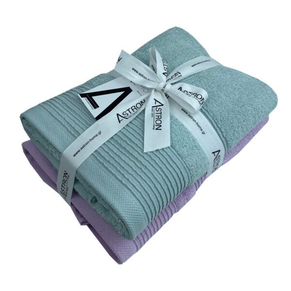 Πετσέτες Προσώπου Σετ 2 Τεμαχίων Mint Light Lilac Astron Italy