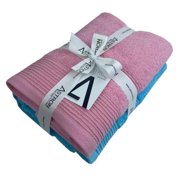 Πετσέτες Προσώπου Σετ 2 Τεμαχίων Pink Turquoise Astron Italy