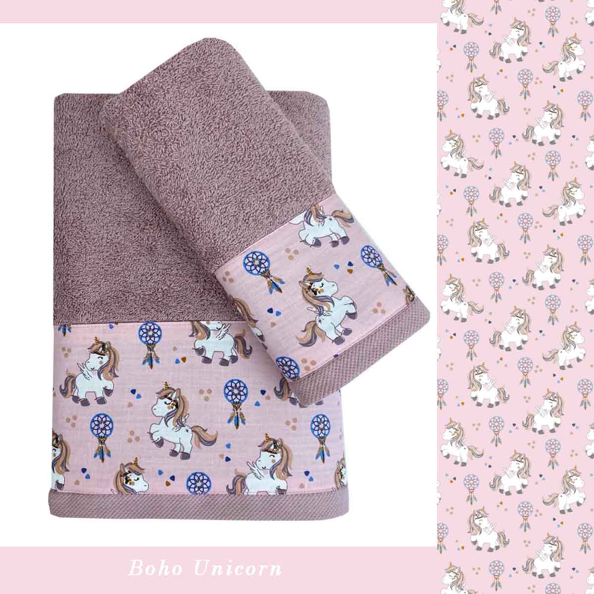 ΣΕΤ-ΠΕΤΣΕΤΑ-Boho-Unicorn-2 Παιδικές Πετσέτες (σετ 2 τεμ) Boho Unicorn Astron Italy - Image 1