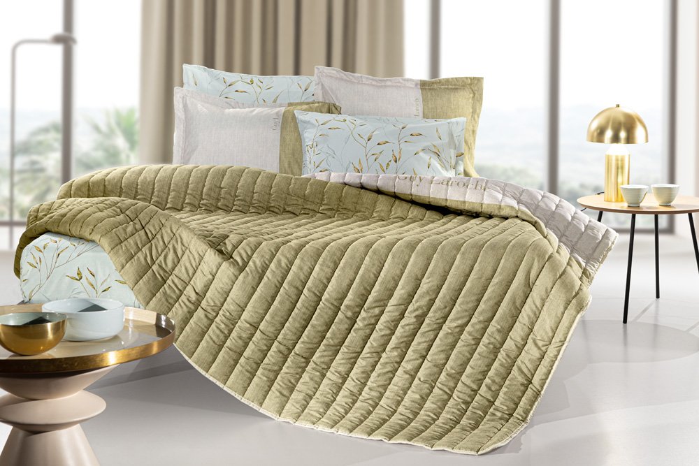1114030125009 Κουβερλί Υπέρδιπλο 220×240 Guy Laroche Fleria Olive - Image 1