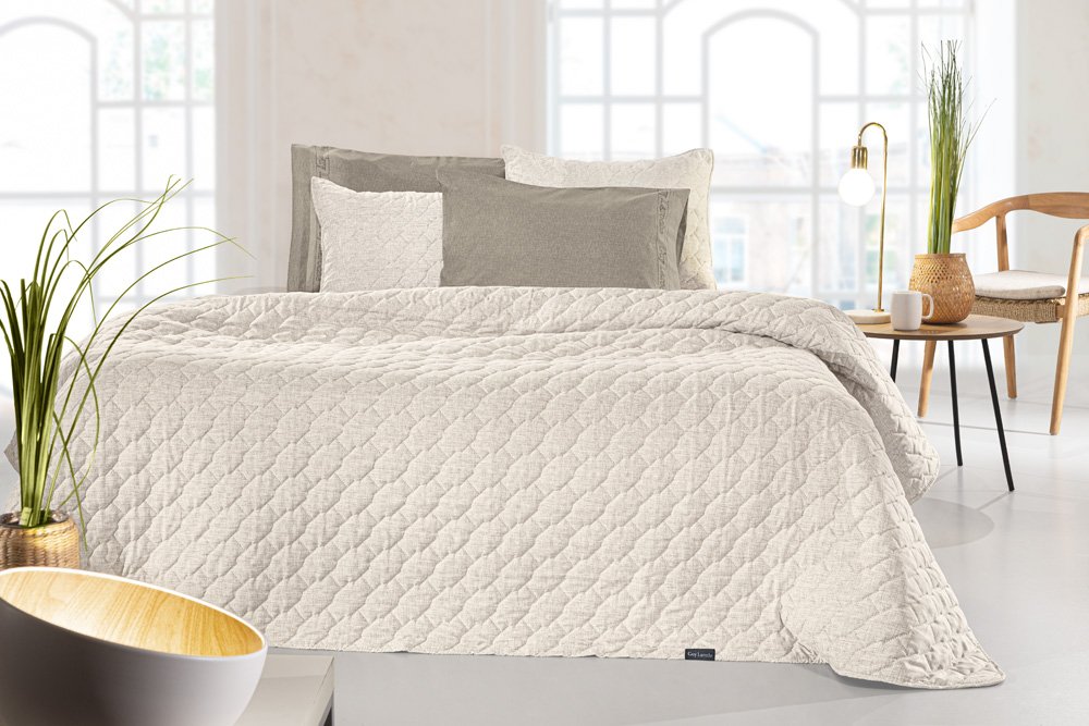 1114086125015 Σετ Κουβερλί 2 Τεμαχίων Υπέρδιπλο 220×240 Guy Laroche Kiara Natural - Image 1