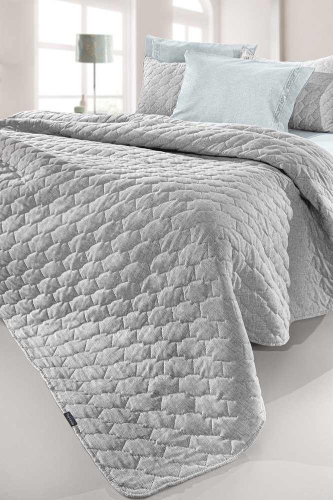 1114086125026 Σετ Κουβερλί King Size 2 Τεμαχίων 240×250 Guy Laroche Kiara Grey - Image 1