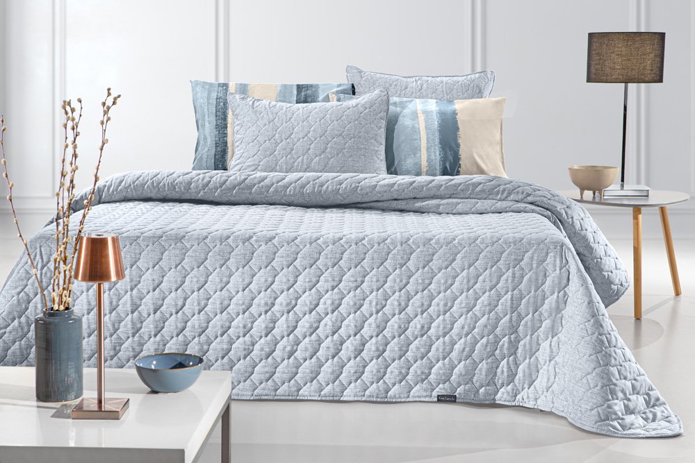 1114086125028 Σετ Κουβερλί King Size 2 Τεμαχίων 240×250 Guy Laroche Kiara Blue - Image 1