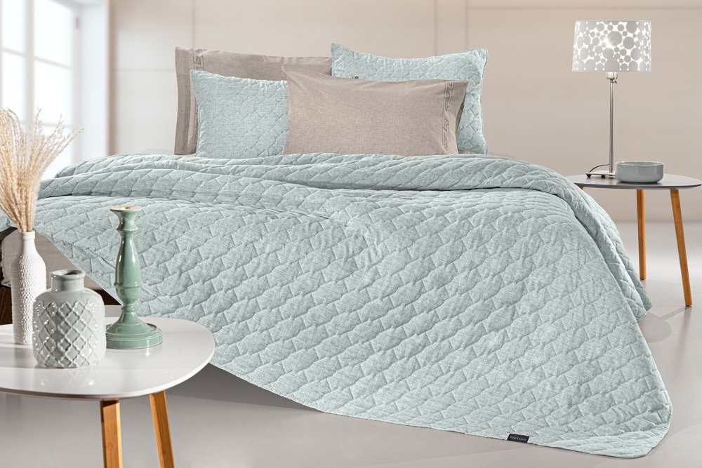 1114086125029 Σετ Κουβερλί King Size 2 Τεμαχίων 240×250 Guy Laroche Kiara Mint - Image 1