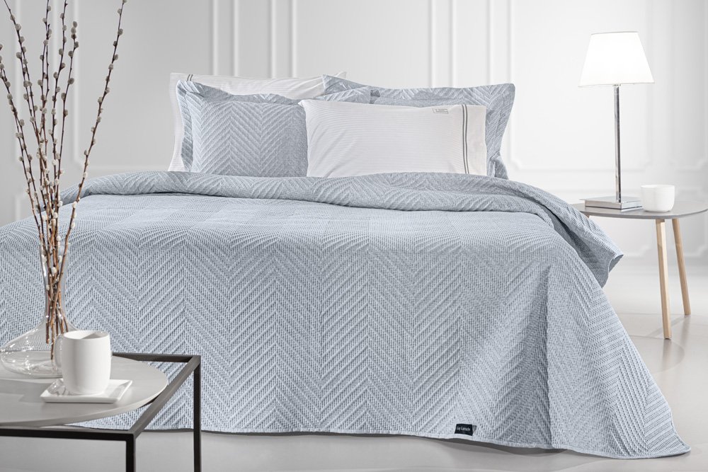 1114086125033 Σετ Κουβερλί King Size 2 Τεμαχίων 240×250 Guy Laroche Hamptons Blue - Image 1