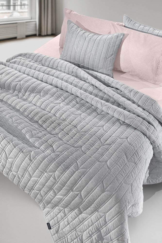 1114086125036 Σετ Κουβερλί King Size 2 Τεμαχίων 240×250 Guy Laroche Aurora Grey - Image 1