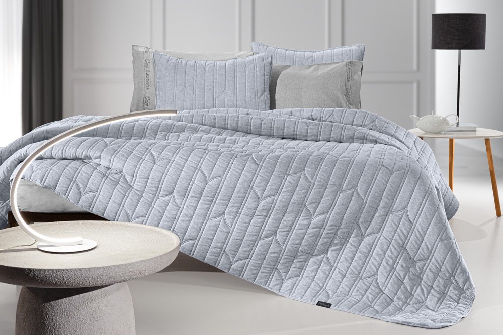 1114086125038 Σετ Κουβερλί King Size 2 Τεμαχίων 240×250 Guy Laroche Aurora Blue - Image 1