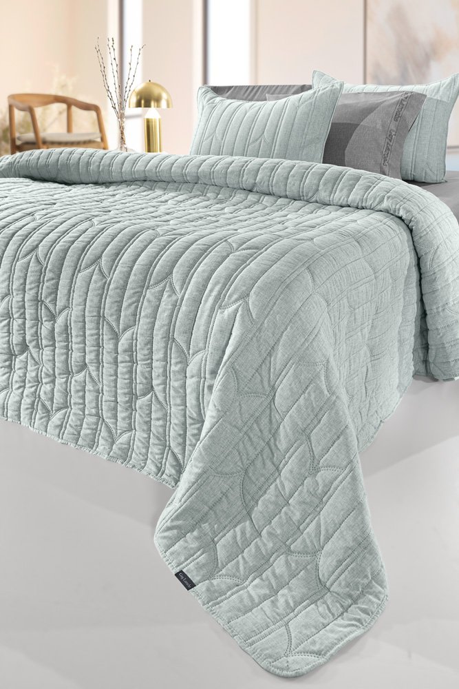 1114086125039 Σετ Κουβερλί King Size 2 Τεμαχίων 240×250 Guy Laroche Aurora Mint - Image 1