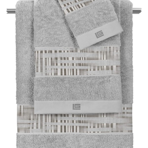 Σετ Πετσέτες 3 Τεμαχίων Guy Laroche Cuba Grey-Silver