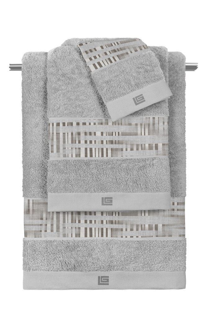 1122030125009 Σετ Πετσέτες 3 Τεμαχίων Guy Laroche Cuba Grey-Silver - Image 1