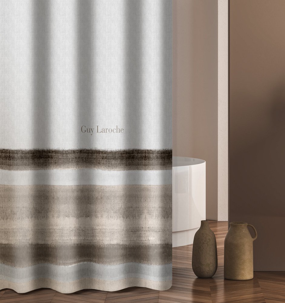 Bathroom Wall Mockup created with Generative AI Κουρτίνα Μπάνιου 180×185 Αδιάβροχη Guy Laroche Santiago Stone - Image 1