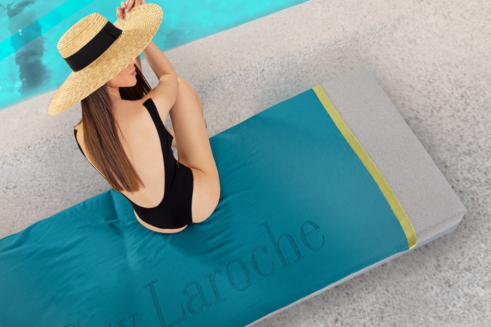 1130092125003 Πετσέτα Θαλάσσης 90×180 Guy Laroche Double Petrol - Image 1