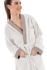 Μπουρνούζι Μακρύ Με Κουκούλα Guy Laroche Monogram Perla - Image 5