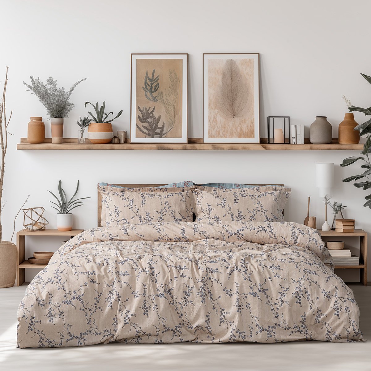 12210 Beauty Home Σετ σεντόνια υπέρδιπλα Art 12210 Anastasia 100% Βαμβακοσατέν 300tc 240x270 Μπεζ - Image 1