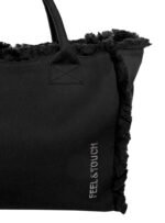 Τσάντα Ώμου 40x35x20 Shoulder Beach Bag Feel And Touch Caribbean Black - Image 3