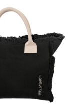 Τσάντα Ώμου 40x35x20 Shoulder Beach Bag Feel And Touch Caribbean Black-Ammos - Image 5