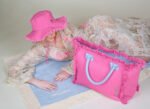 Τσάντα Ώμου 40x35x20 Shoulder Beach Bag Feel And Touch Caribbean Pink-Ciel