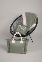 Τσάντα Ώμου 40x35x20 Shoulder Beach Bag Feel And Touch Caribbean Khaki-Ammos - Image 2