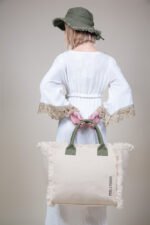 Τσάντα Ώμου 40x35x20 Shoulder Beach Bag Feel And Touch Caribbean Ammos-Khaki