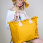 Τσάντα Ώμου 40x35x20 Shoulder Beach Bag Feel And Touch Caribbean Mustard-Ammos