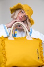 Τσάντα Ώμου 40x35x20 Shoulder Beach Bag Feel And Touch Caribbean Mustard-Ammos - Image 2