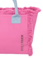 Τσάντα Χειρός 26x24x16 Hand Beach Bag Feel And Touch Caribbean Pink-Ciel - Image 6
