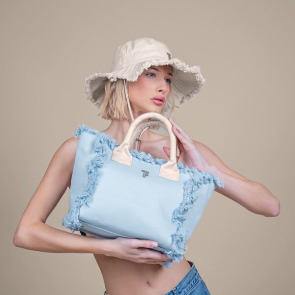 Τσάντα Χειρός 26x24x16 Hand Beach Bag Feel And Touch Caribbean Ciel-Ammos