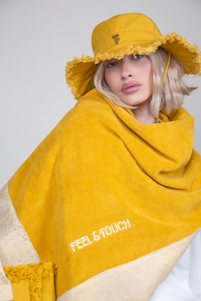 1889086125004 Καπέλο Παραλίας Feel And Touch Caribbean Mustard - Image 1