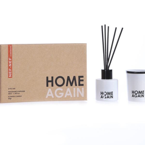 Κερί Αρωματικό Σετ Με Αρωματικό Χώρου Home Again 70gr & 50ml White Nef-Nef Homeware