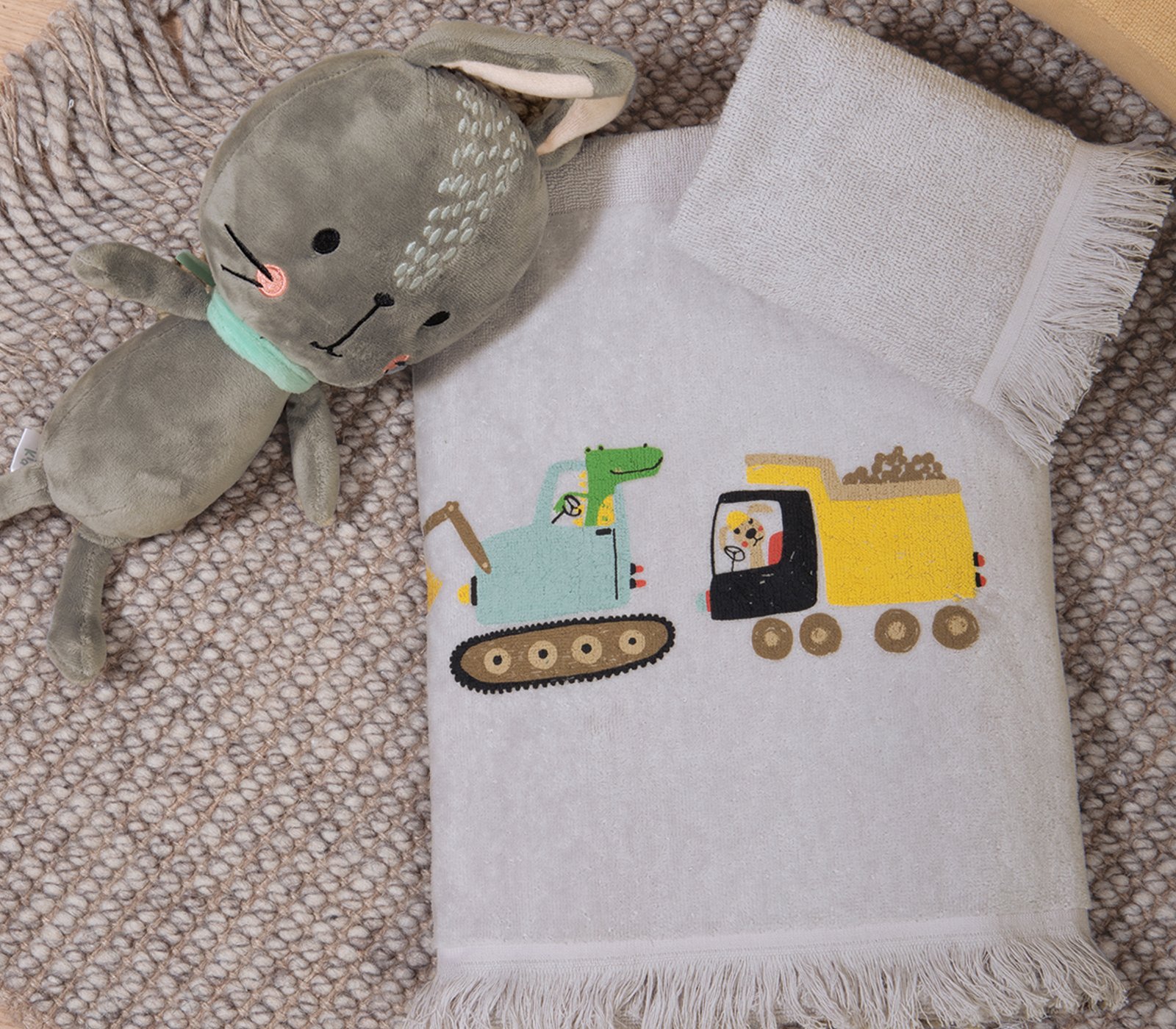 5205495602325 Σετ Πετσέτες Παιδικές 2 Τεμαχίων Nef Nef Fun At Work Grey - Image 1