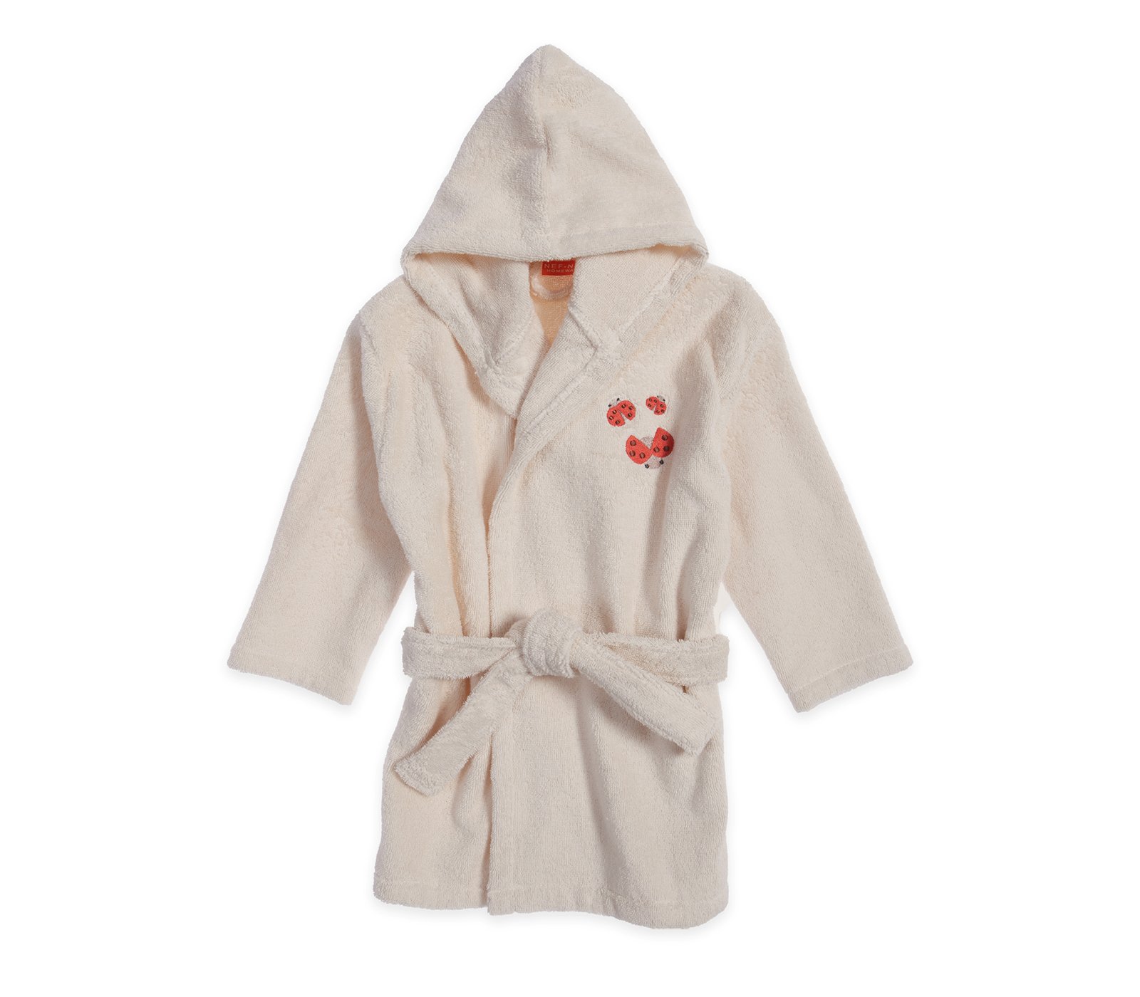5205495602448 Βρεφικό Μπουρνούζι 0-2 Ετών Nef Nef Lady Bug Ecru - Image 1