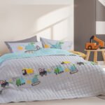 Κουβερλί Μονό Παιδικό 180×240 Nef Nef Fun At Work Grey