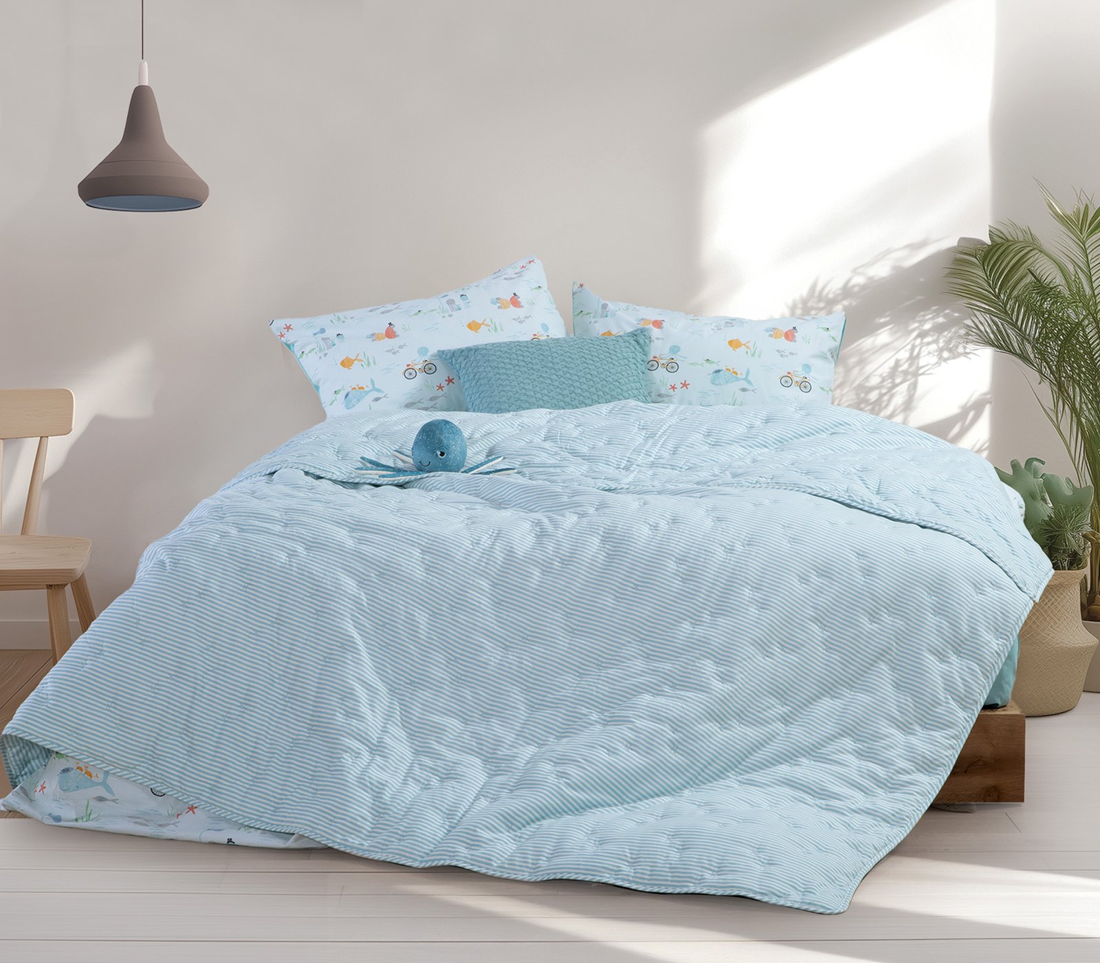 5205495603049 Κουβερλί Μονό Παιδικό 180×240 Nef Nef Special Aqua - Image 1