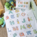 Κουβέρτα Πικέ Κούνιας 110×150 Nef Nef Alphabet Monster White