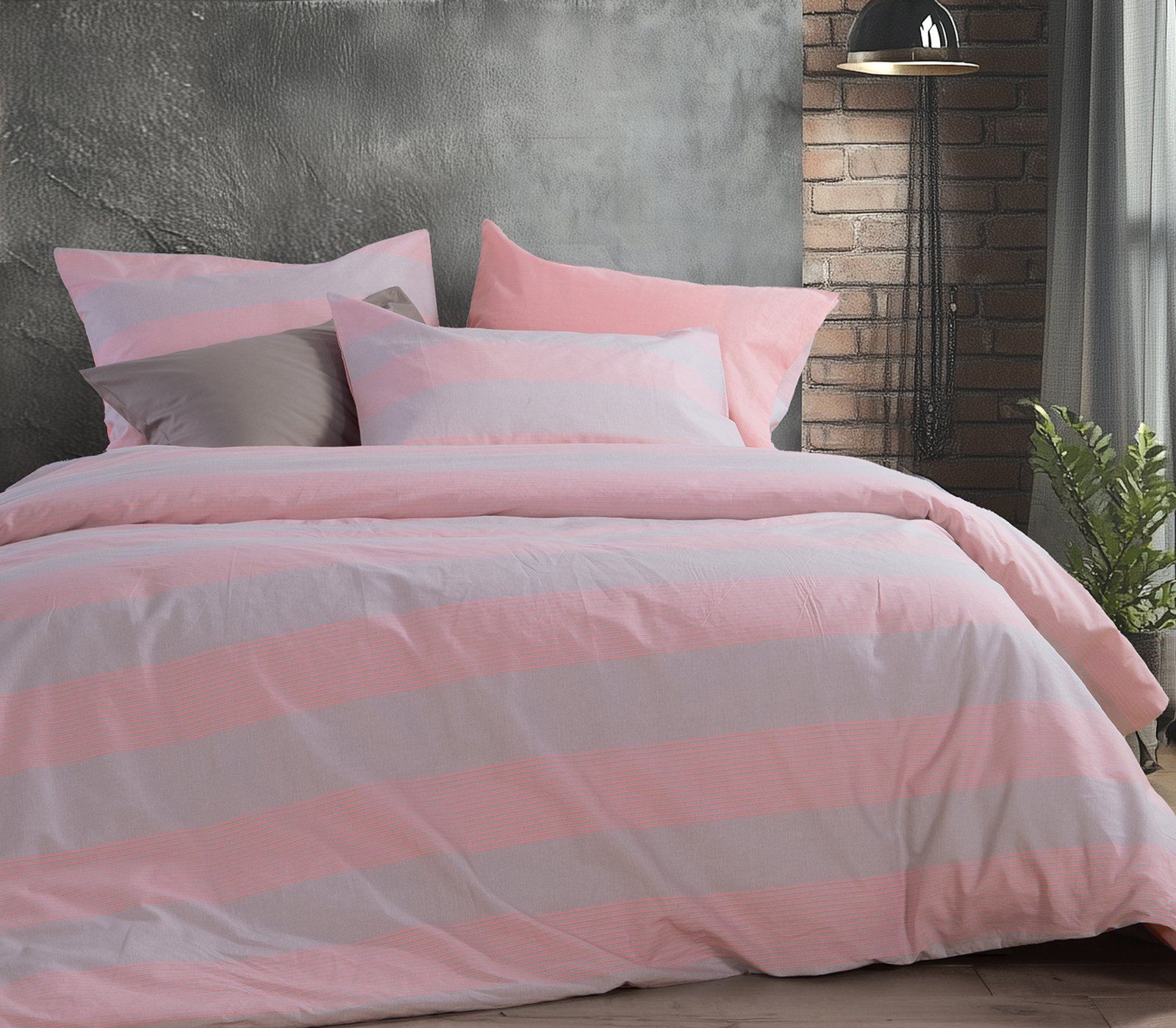 5205495606439 Σετ Σεντόνια Υπέρδιπλα 240×270 Nef Nef Casual Stripe Peach - Image 1