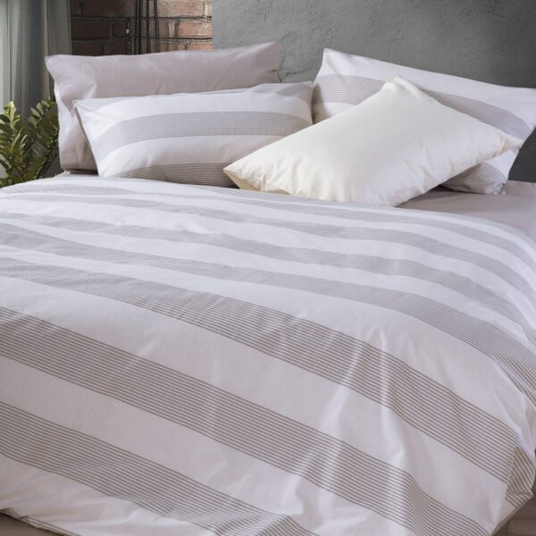 Σετ Σεντόνια Υπέρδιπλα Με Λάστιχο 160×200+35 Nef Nef Casual Stripe Ecru